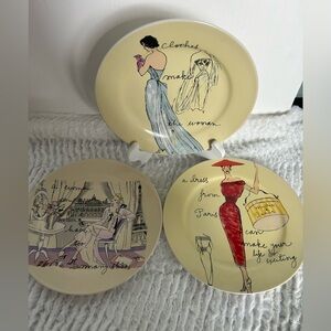 Roseanna Vintage Fashion Illustration Plates - Cream, Red, Blue